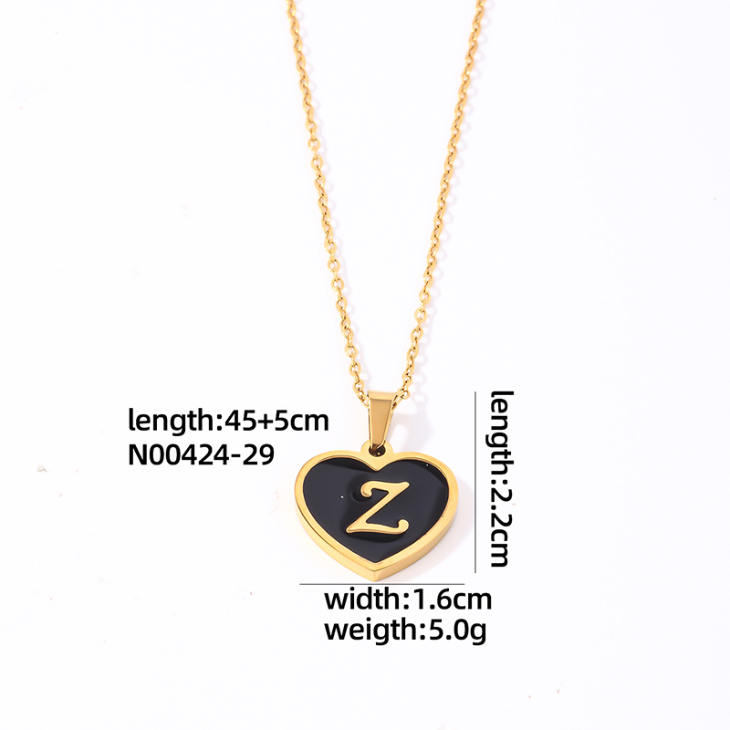 304 Stainless Steel Gold Plated Simple Style Plating Inlay Letter Heart Shape Shell Pendant Necklace display picture 2