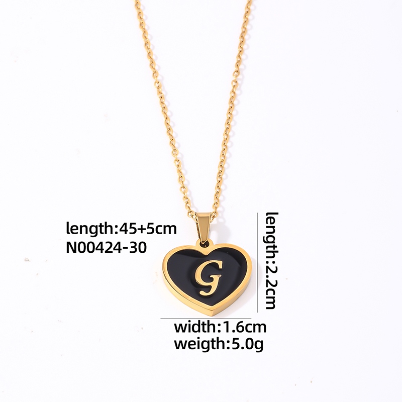 304 Stainless Steel Gold Plated Simple Style Plating Inlay Letter Heart Shape Shell Pendant Necklace display picture 9