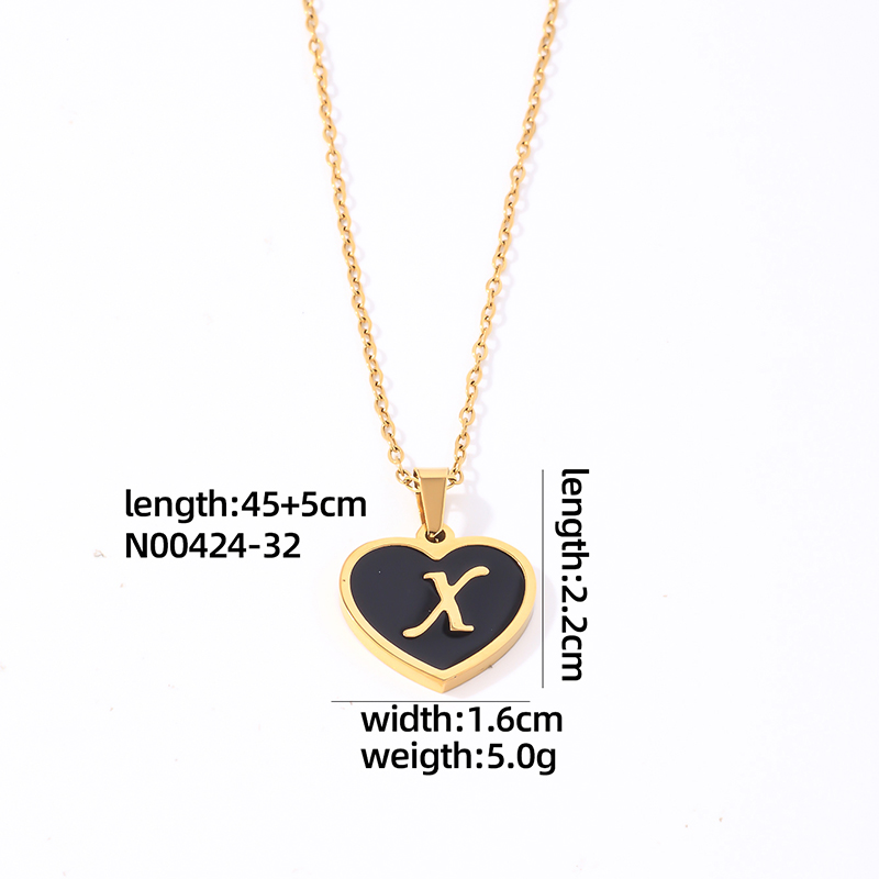304 Stainless Steel Gold Plated Simple Style Plating Inlay Letter Heart Shape Shell Pendant Necklace display picture 5