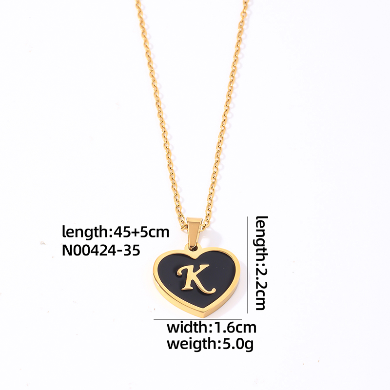 304 Stainless Steel Gold Plated Simple Style Plating Inlay Letter Heart Shape Shell Pendant Necklace display picture 8