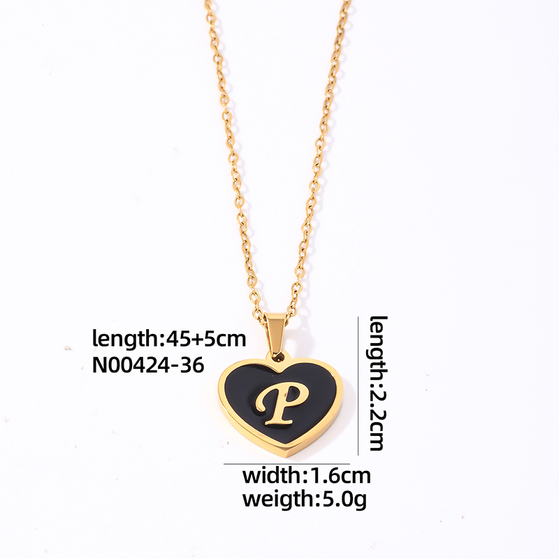 304 Stainless Steel Gold Plated Simple Style Plating Inlay Letter Heart Shape Shell Pendant Necklace display picture 10