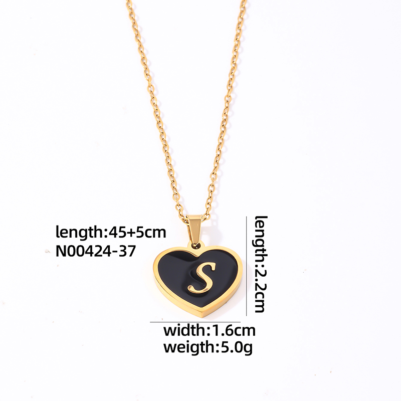 304 Stainless Steel Gold Plated Simple Style Plating Inlay Letter Heart Shape Shell Pendant Necklace display picture 11
