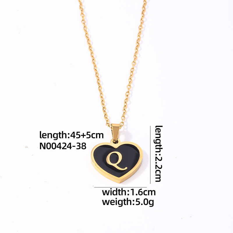 304 Stainless Steel Gold Plated Simple Style Plating Inlay Letter Heart Shape Shell Pendant Necklace display picture 12
