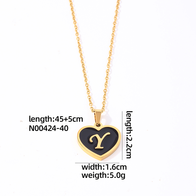 304 Stainless Steel Gold Plated Simple Style Plating Inlay Letter Heart Shape Shell Pendant Necklace display picture 14