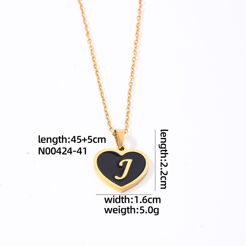 304 Stainless Steel Gold Plated Simple Style Plating Inlay Letter Heart Shape Shell Pendant Necklace display picture 15