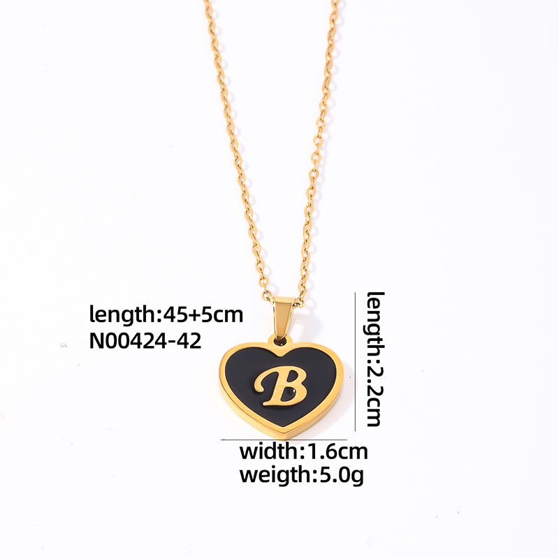 304 Stainless Steel Gold Plated Simple Style Plating Inlay Letter Heart Shape Shell Pendant Necklace display picture 16