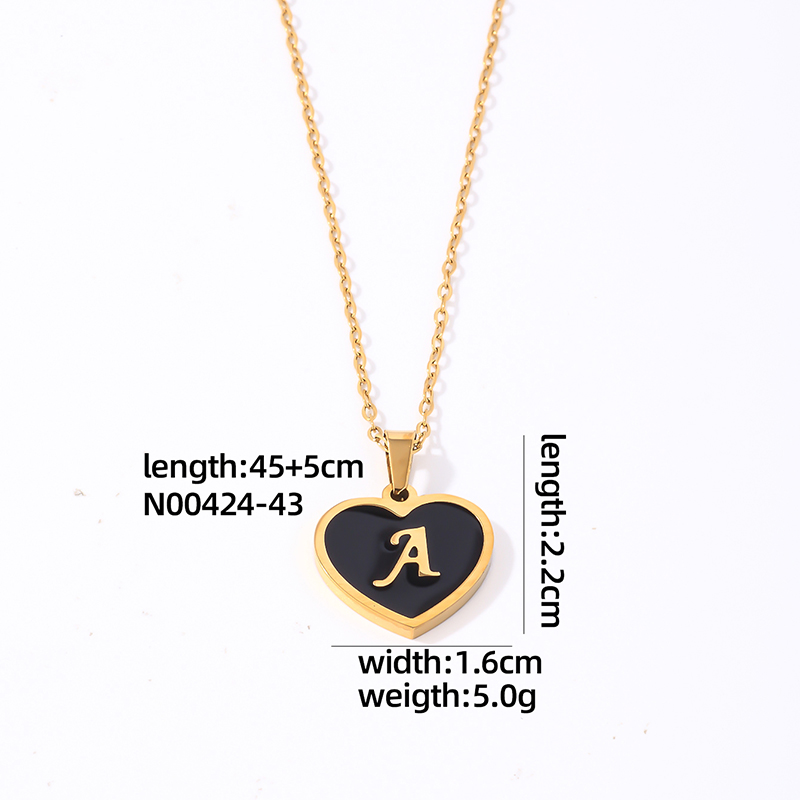 304 Stainless Steel Gold Plated Simple Style Plating Inlay Letter Heart Shape Shell Pendant Necklace display picture 21
