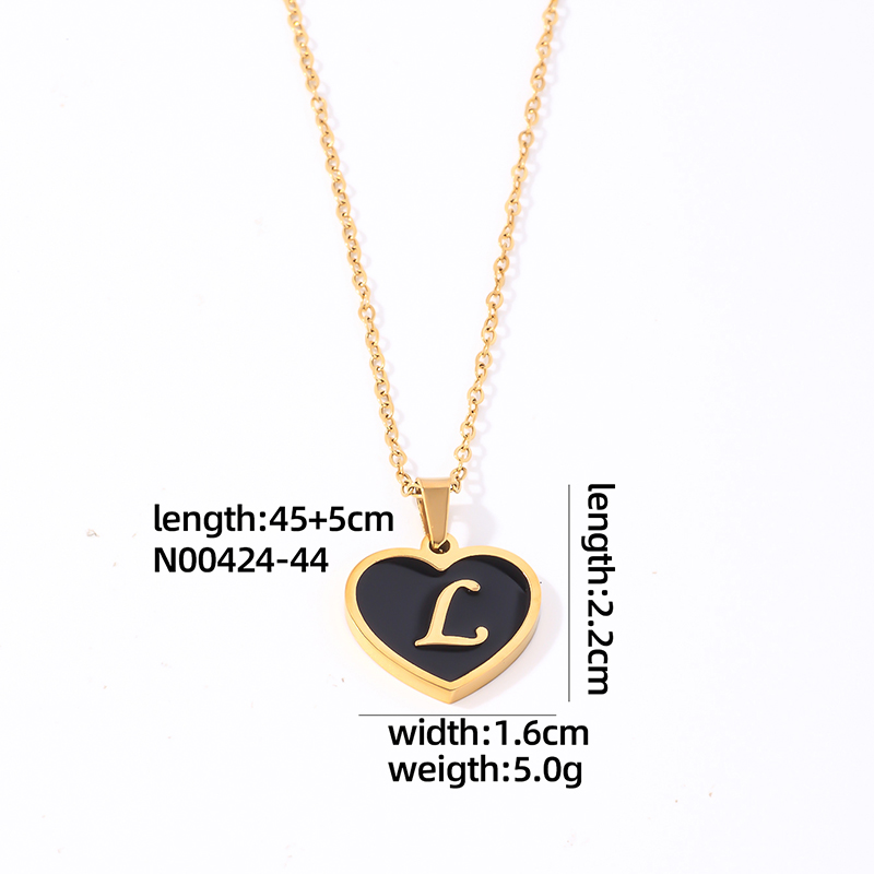 304 Stainless Steel Gold Plated Simple Style Plating Inlay Letter Heart Shape Shell Pendant Necklace display picture 18