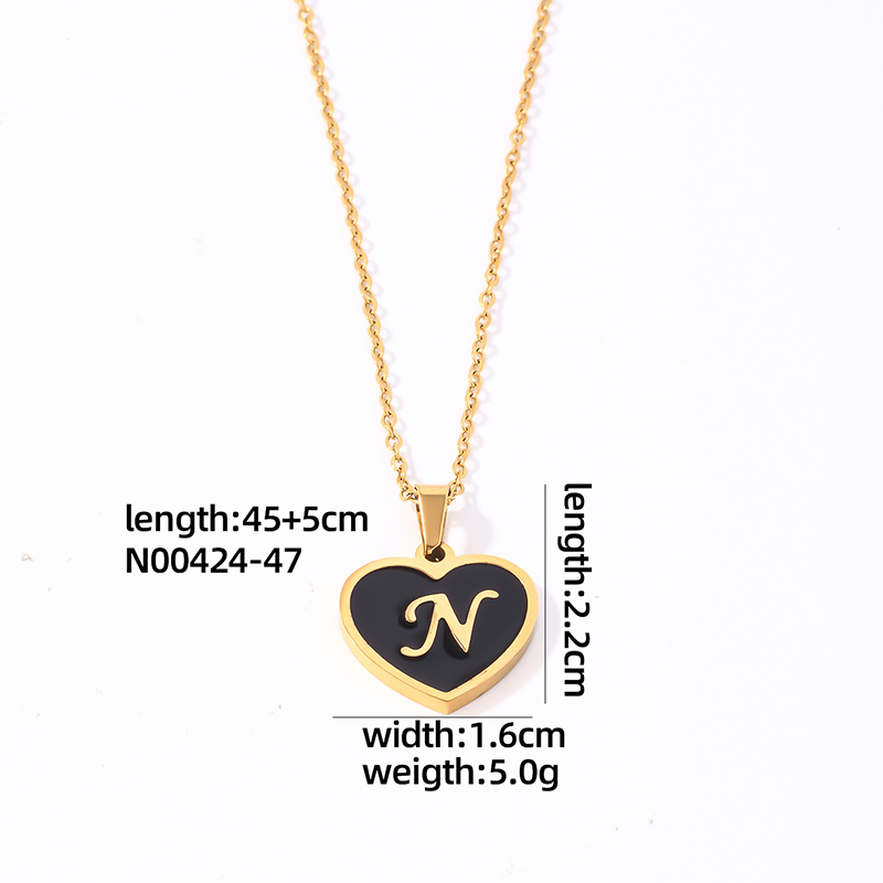 304 Stainless Steel Gold Plated Simple Style Plating Inlay Letter Heart Shape Shell Pendant Necklace display picture 19