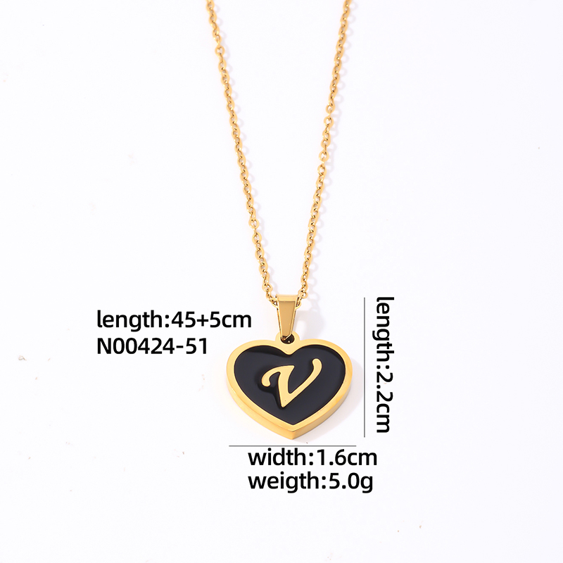 304 Stainless Steel Gold Plated Simple Style Plating Inlay Letter Heart Shape Shell Pendant Necklace display picture 26
