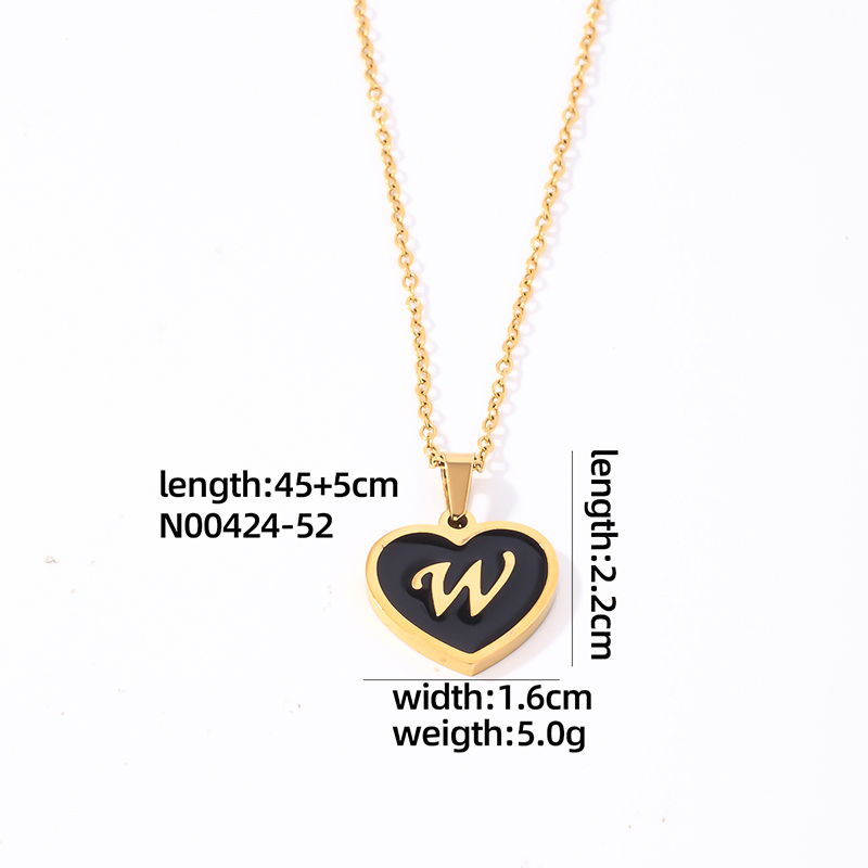 304 Stainless Steel Gold Plated Simple Style Plating Inlay Letter Heart Shape Shell Pendant Necklace display picture 25