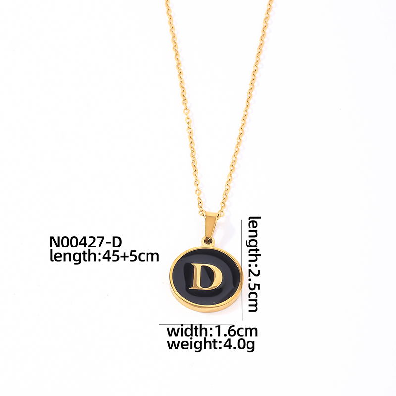 Edelstahl 304 Vergoldet Einfacher Stil Überzug Inlay Runden Brief Hülse Halskette Mit Anhänger display picture 8
