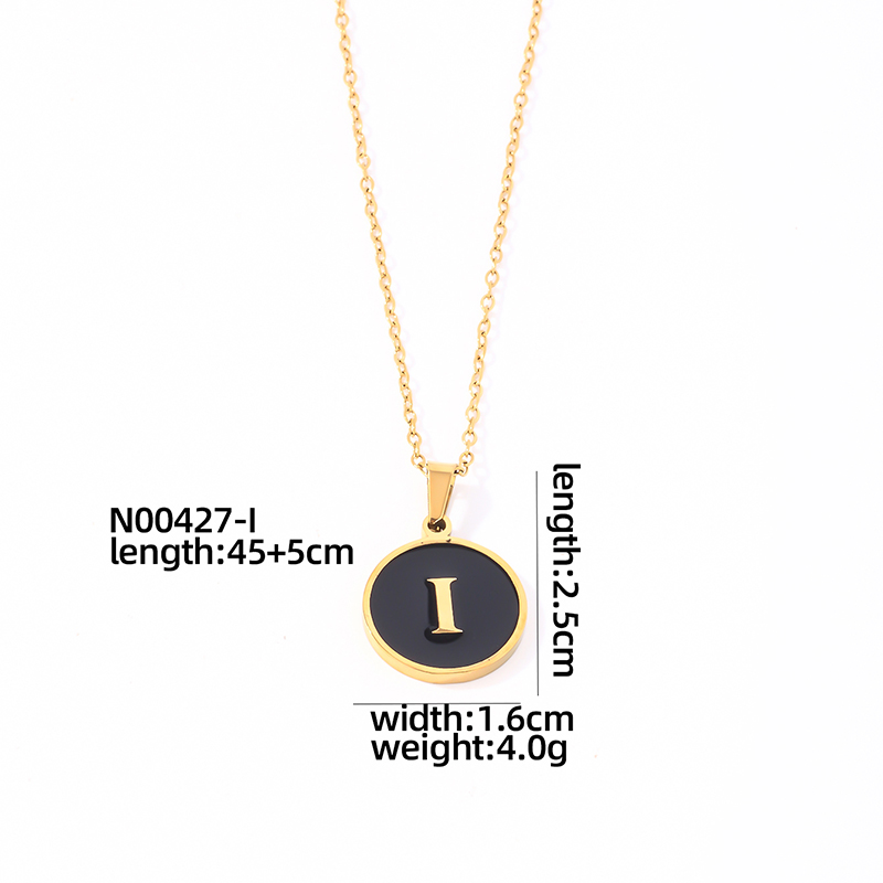 304 Stainless Steel Gold Plated Simple Style Plating Inlay Round Letter Shell Pendant Necklace display picture 15