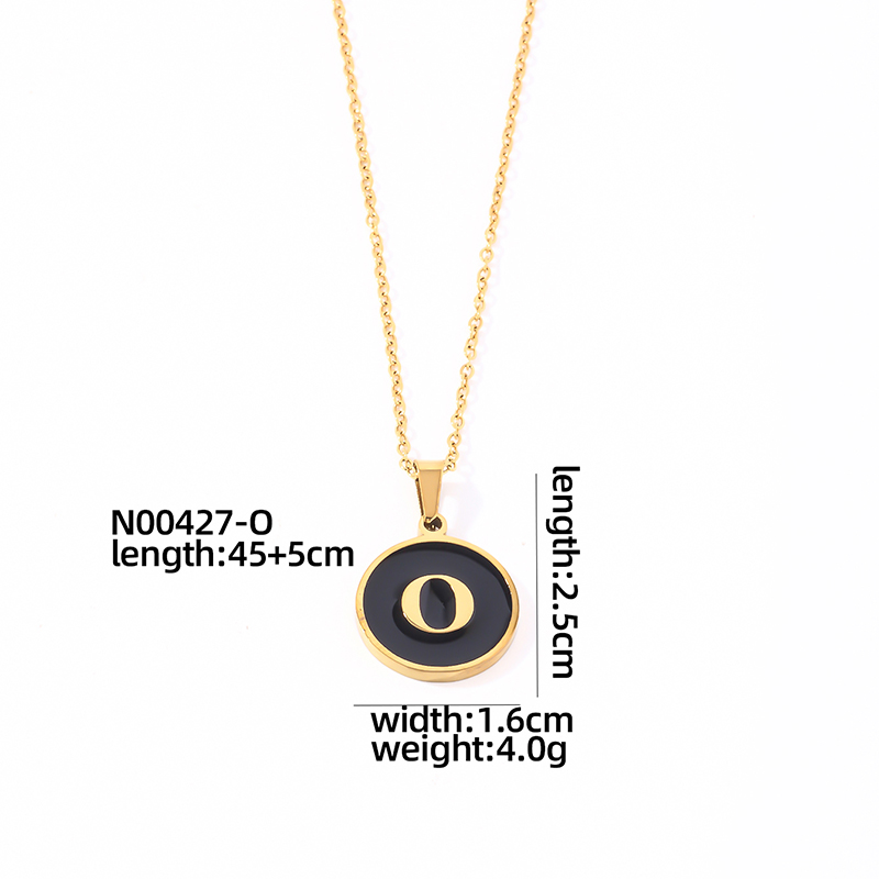 304 Stainless Steel Gold Plated Simple Style Plating Inlay Round Letter Shell Pendant Necklace display picture 23
