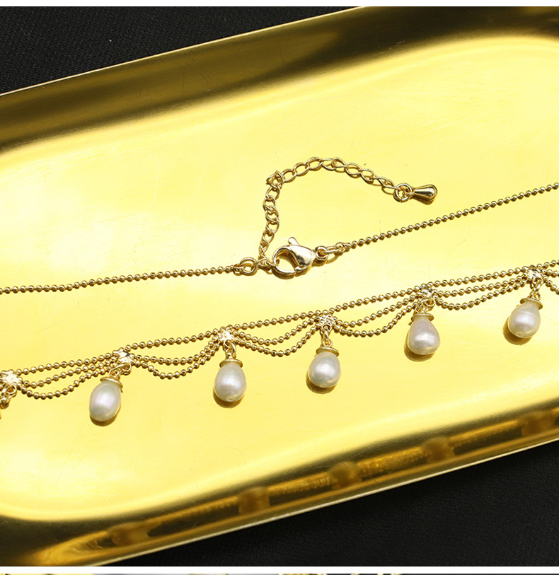 Elegant Quaste Kupfer Überzug Inlay Perle 18 Karat Vergoldet Halskette display picture 2