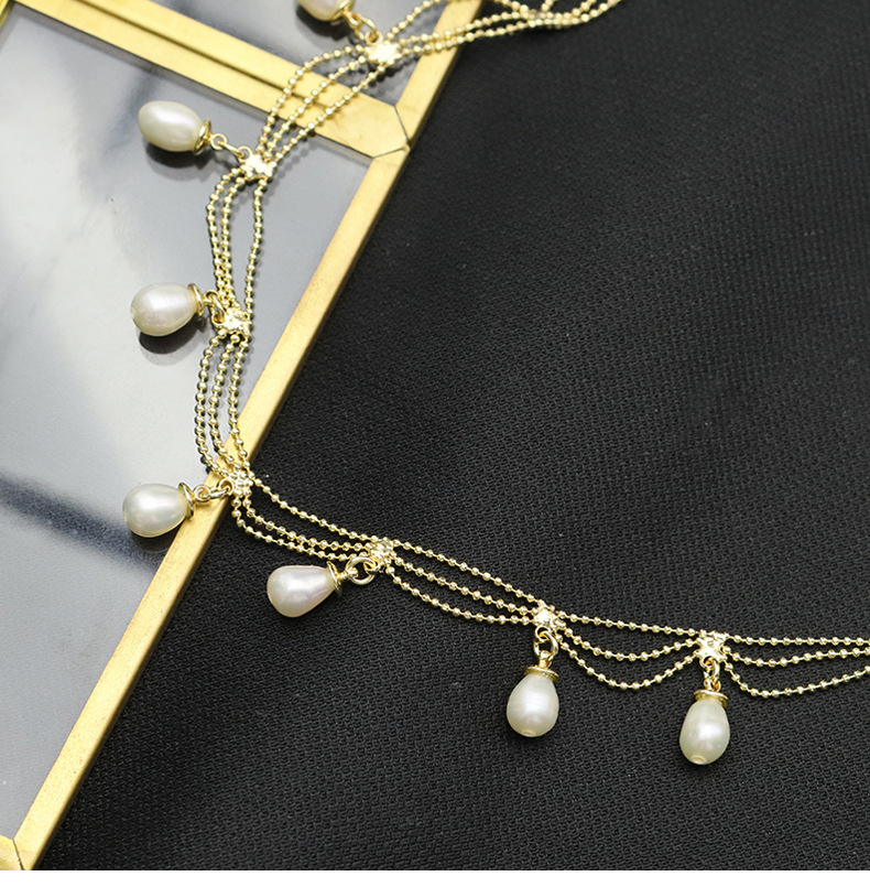 Elegant Quaste Kupfer Überzug Inlay Perle 18 Karat Vergoldet Halskette display picture 3