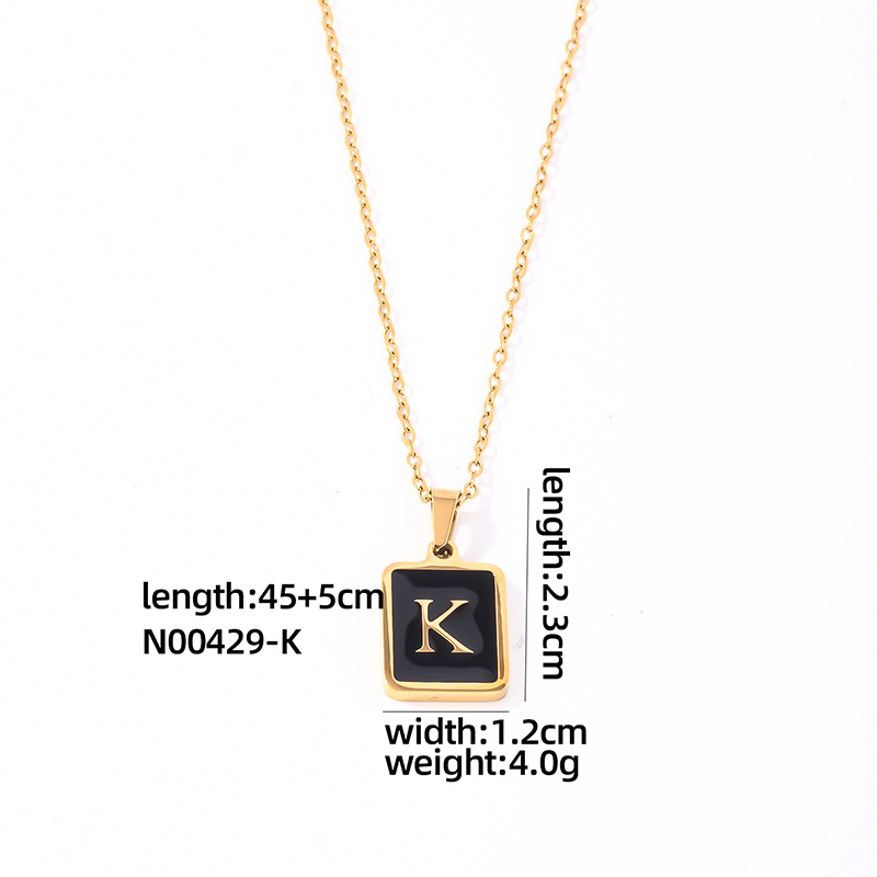 304 Stainless Steel K Gold Plated Simple Style Plating Inlay Letter Rectangle Shell Pendant Necklace display picture 19