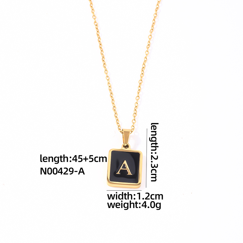 304 Stainless Steel K Gold Plated Simple Style Plating Inlay Letter Rectangle Shell Pendant Necklace display picture 10
