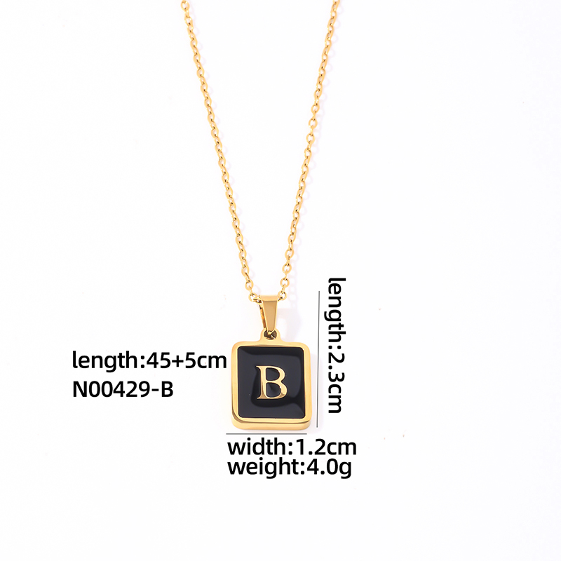 304 Stainless Steel K Gold Plated Simple Style Plating Inlay Letter Rectangle Shell Pendant Necklace display picture 7