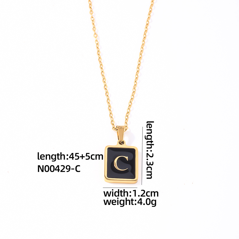 304 Stainless Steel K Gold Plated Simple Style Plating Inlay Letter Rectangle Shell Pendant Necklace display picture 12