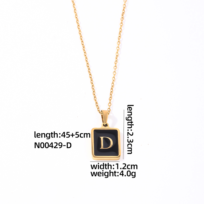 304 Stainless Steel K Gold Plated Simple Style Plating Inlay Letter Rectangle Shell Pendant Necklace display picture 13