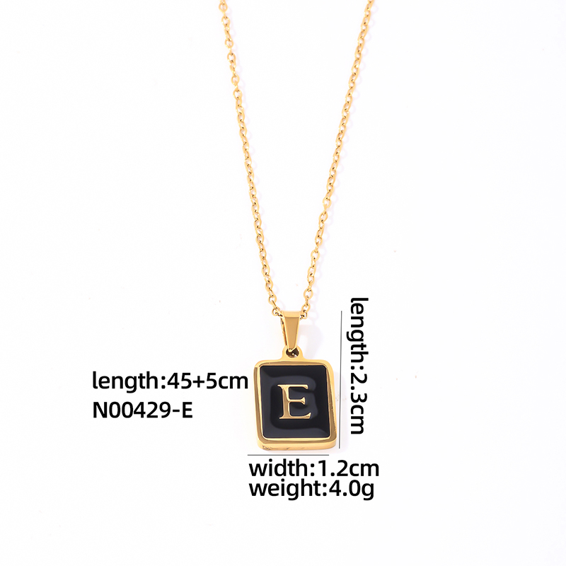 304 Stainless Steel K Gold Plated Simple Style Plating Inlay Letter Rectangle Shell Pendant Necklace display picture 14