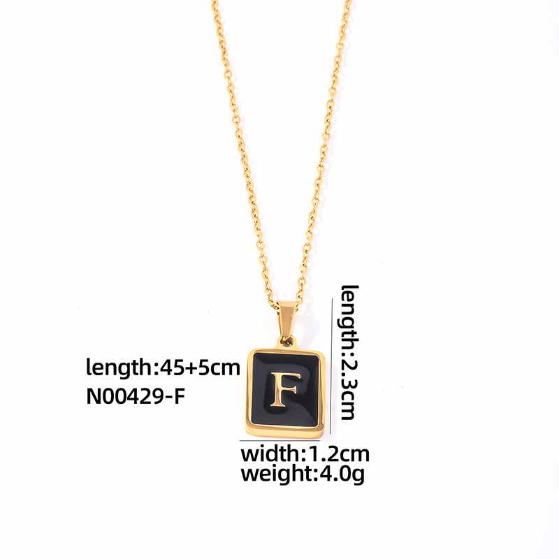304 Stainless Steel K Gold Plated Simple Style Plating Inlay Letter Rectangle Shell Pendant Necklace display picture 15