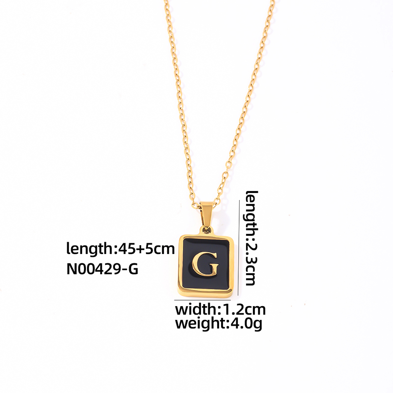 304 Stainless Steel K Gold Plated Simple Style Plating Inlay Letter Rectangle Shell Pendant Necklace display picture 17