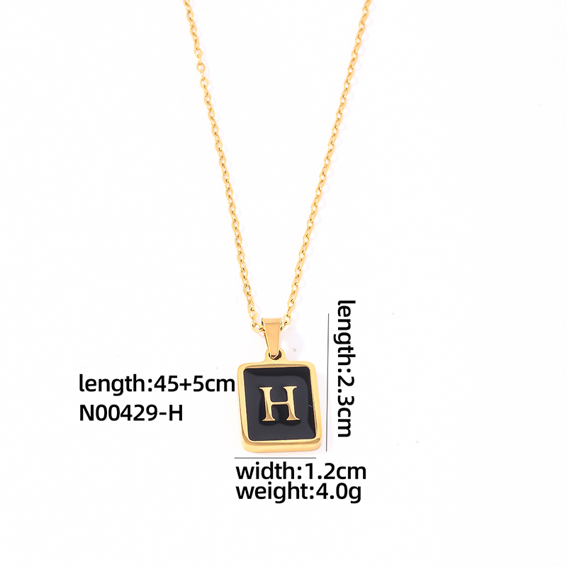 304 Stainless Steel K Gold Plated Simple Style Plating Inlay Letter Rectangle Shell Pendant Necklace display picture 16