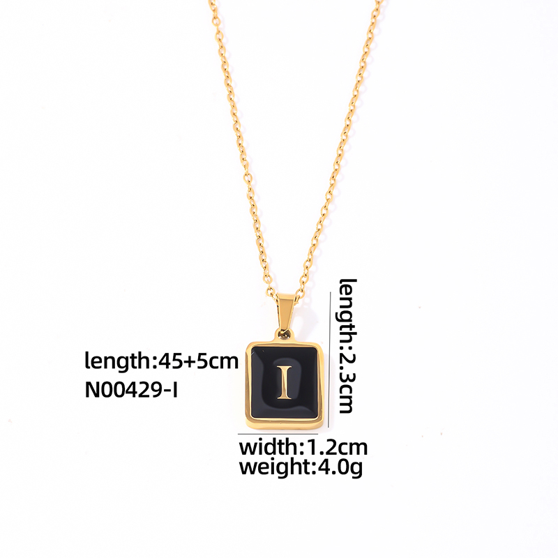 304 Stainless Steel K Gold Plated Simple Style Plating Inlay Letter Rectangle Shell Pendant Necklace display picture 18
