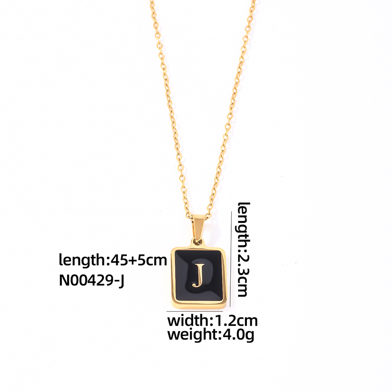 304 Stainless Steel K Gold Plated Simple Style Plating Inlay Letter Rectangle Shell Pendant Necklace display picture 20