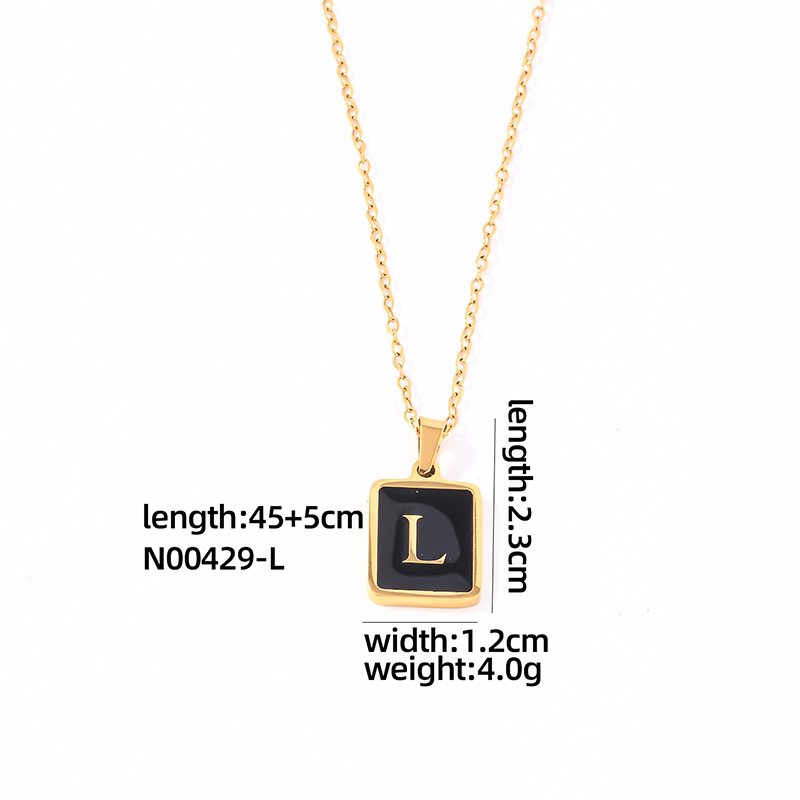 304 Stainless Steel K Gold Plated Simple Style Plating Inlay Letter Rectangle Shell Pendant Necklace display picture 21