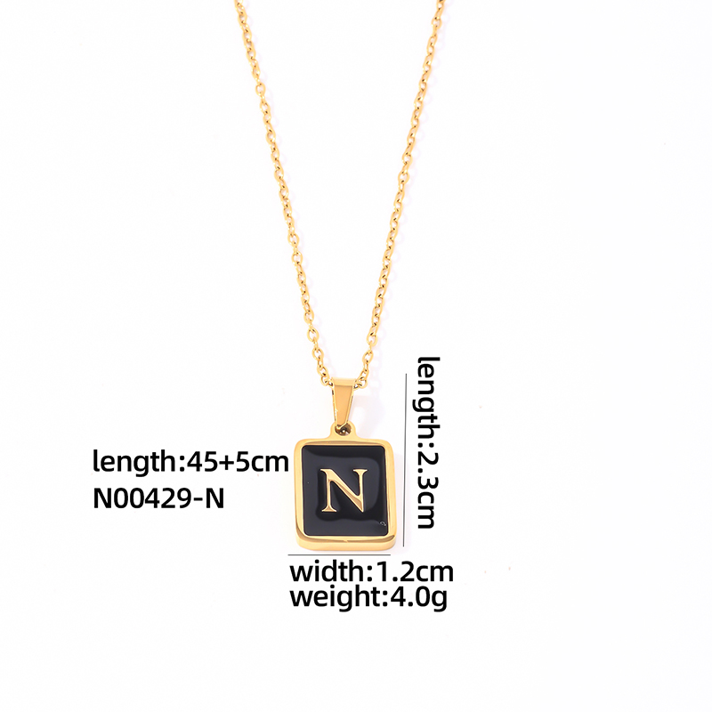 304 Stainless Steel K Gold Plated Simple Style Plating Inlay Letter Rectangle Shell Pendant Necklace display picture 23