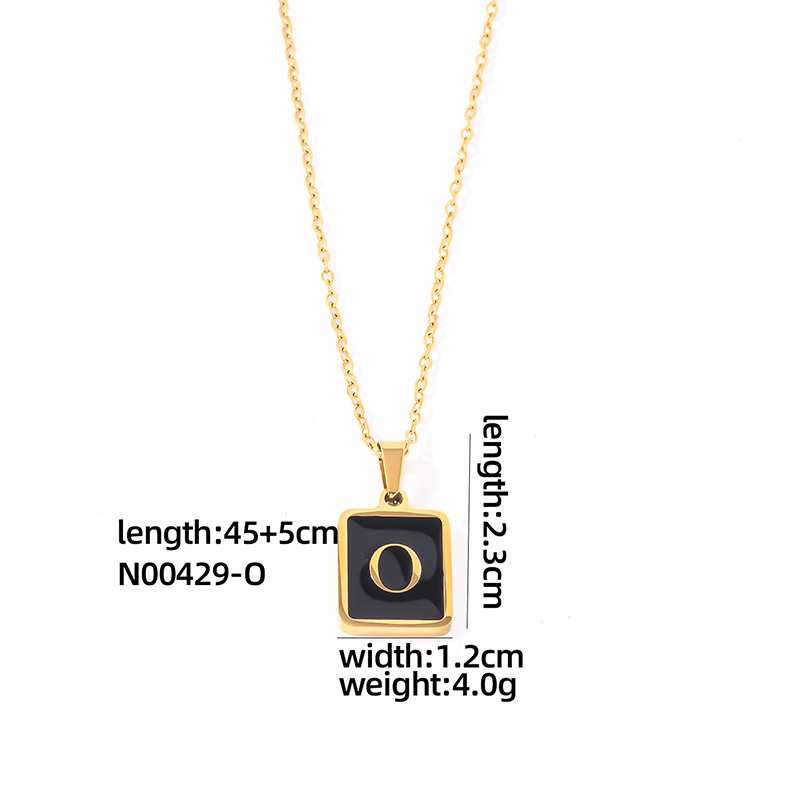 304 Stainless Steel K Gold Plated Simple Style Plating Inlay Letter Rectangle Shell Pendant Necklace display picture 24