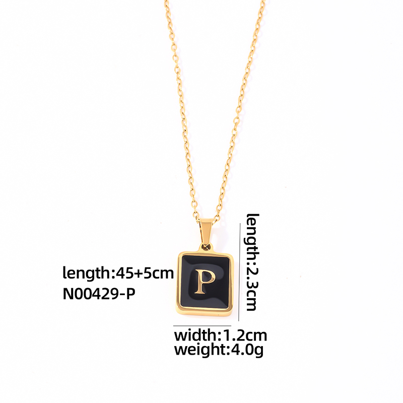 304 Stainless Steel K Gold Plated Simple Style Plating Inlay Letter Rectangle Shell Pendant Necklace display picture 25