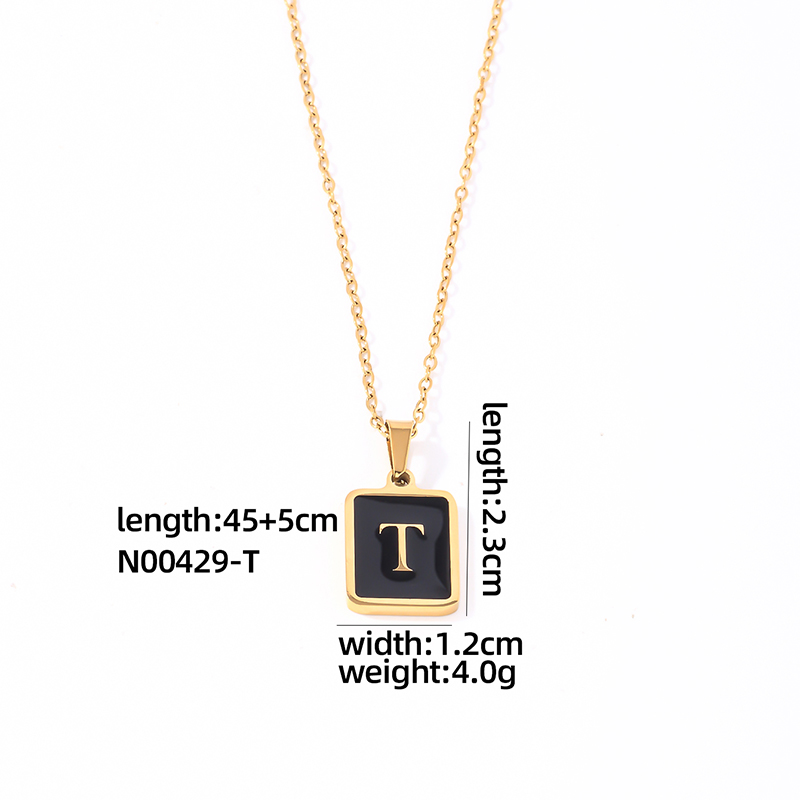 304 Stainless Steel K Gold Plated Simple Style Plating Inlay Letter Rectangle Shell Pendant Necklace display picture 8