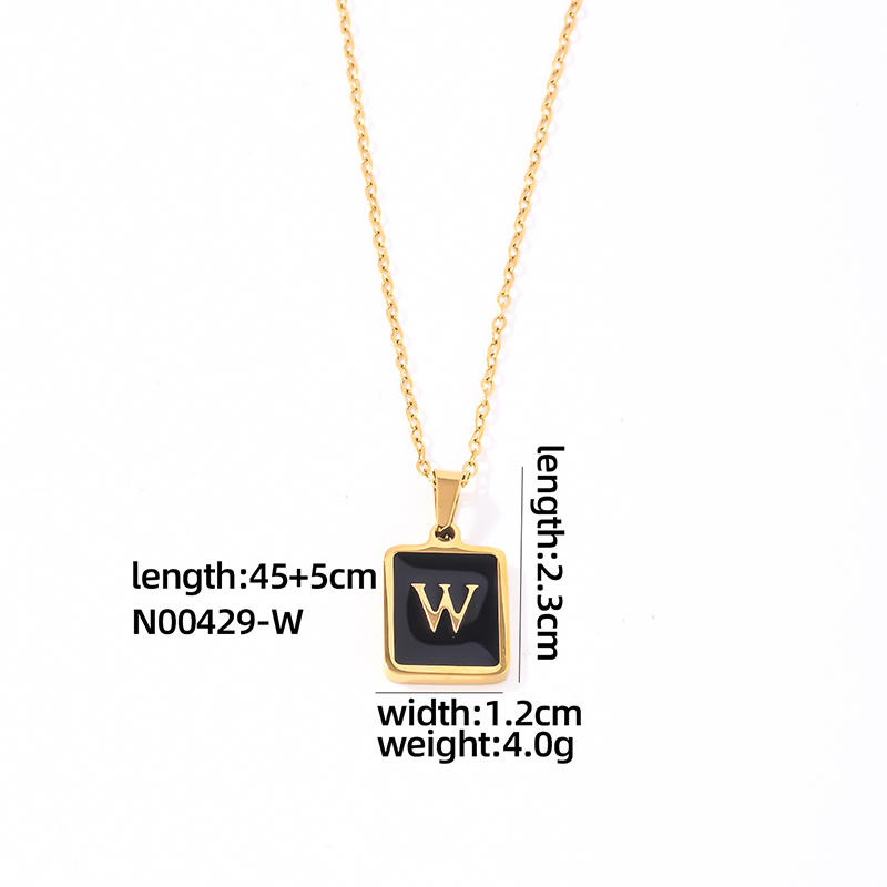 304 Stainless Steel K Gold Plated Simple Style Plating Inlay Letter Rectangle Shell Pendant Necklace display picture 9