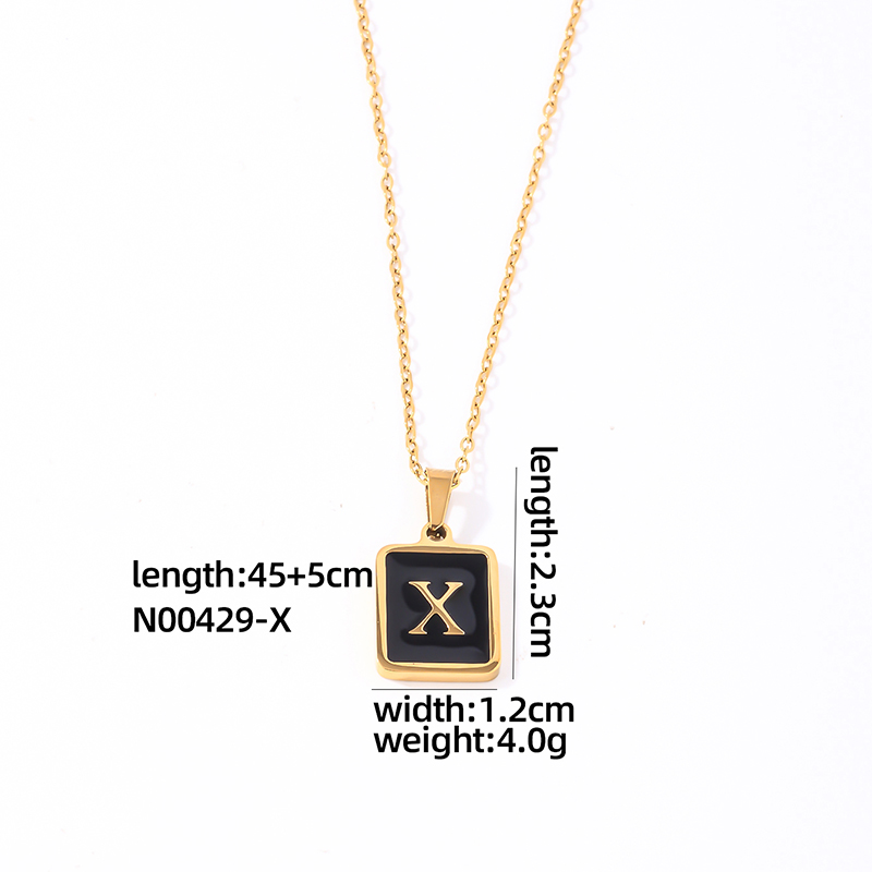 304 Stainless Steel K Gold Plated Simple Style Plating Inlay Letter Rectangle Shell Pendant Necklace display picture 1