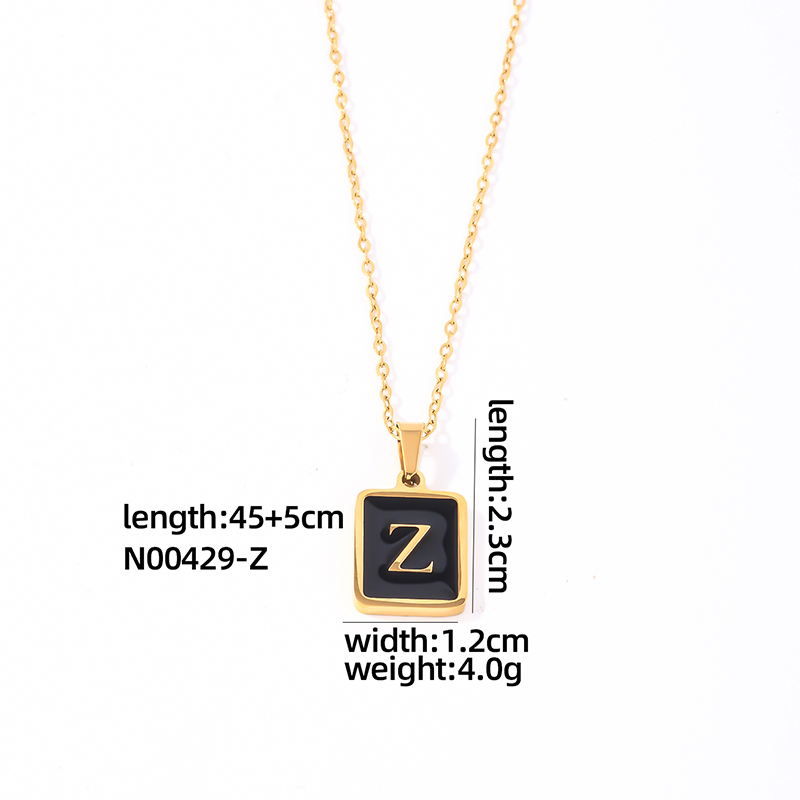 304 Stainless Steel K Gold Plated Simple Style Plating Inlay Letter Rectangle Shell Pendant Necklace display picture 11