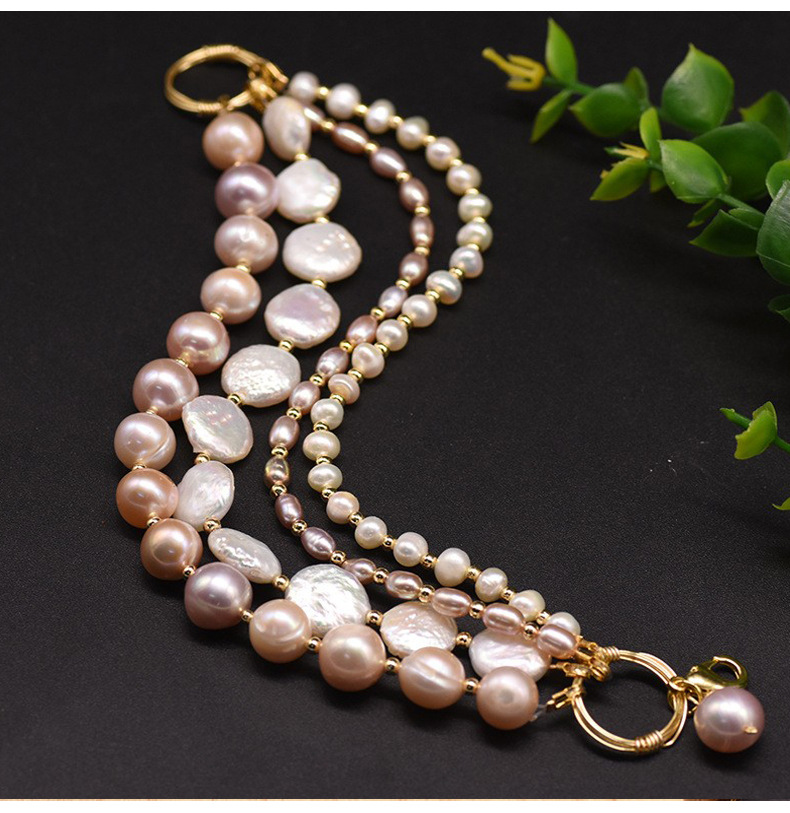 Retro Round Freshwater Pearl Copper Plating Gold Plated Bracelets display picture 3