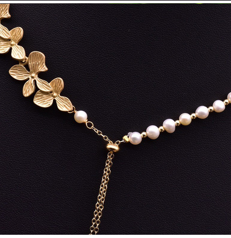 Elegant Retro Geometric Copper Plating Inlay Pearl 18k Gold Plated Sweater Chain display picture 2