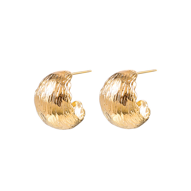 1 Pair Elegant Lady C Shape Plating Metal Gold Plated Ear Studs display picture 5