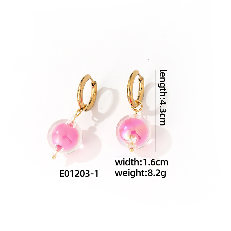 1 Pair Casual Cute Sweet Round Plating Copper Drop Earrings display picture 3