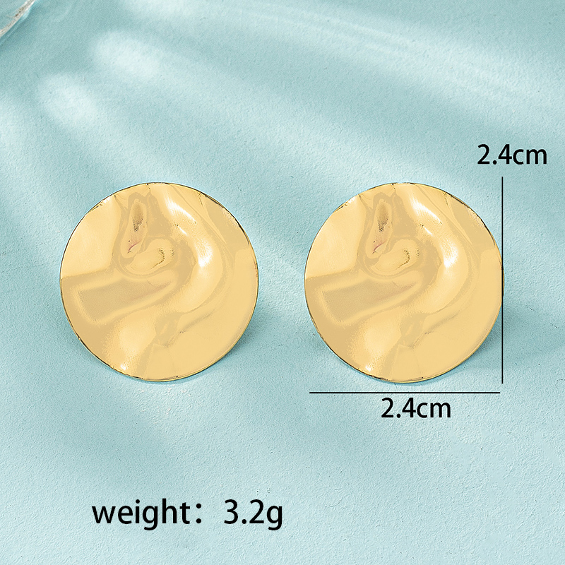 1 Pair Streetwear Round Plating Alloy Metal Gold Plated Ear Studs display picture 1