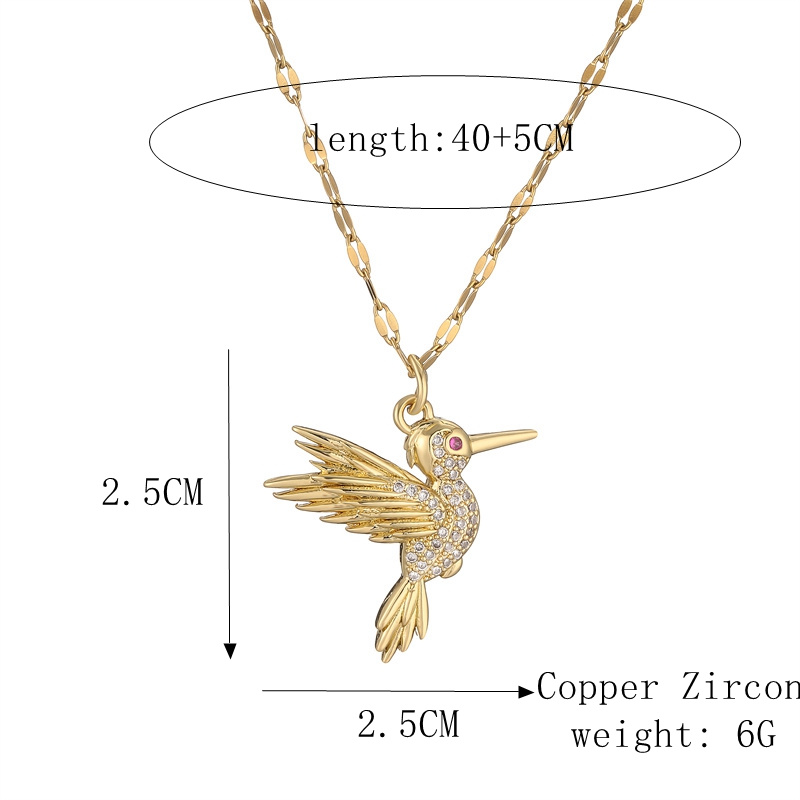 Ig Style Simple Style Woodpecker Bird Stainless Steel Copper Gold Plated Zircon Pendant Necklace In Bulk display picture 1
