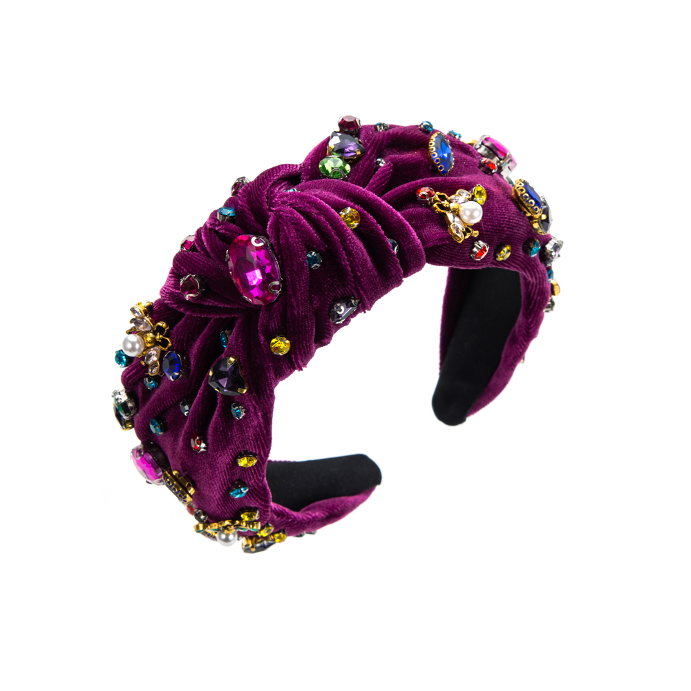Retro Knot Butterfly Cloth Inlay Rhinestones Pearl Hair Band display picture 5