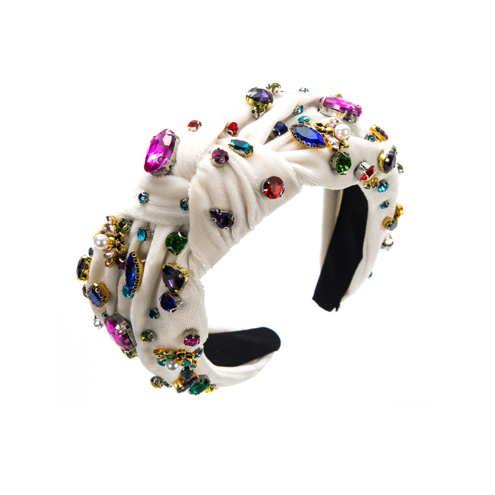 Retro Knoten Schmetterling Tuch Inlay Strasssteine Perle Haarband display picture 8