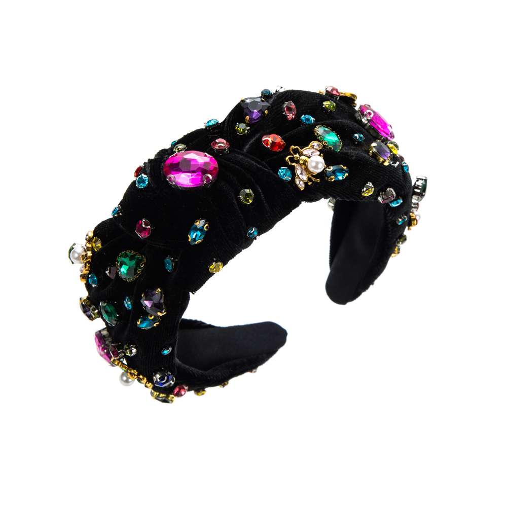 Retro Knot Butterfly Cloth Inlay Rhinestones Pearl Hair Band display picture 6