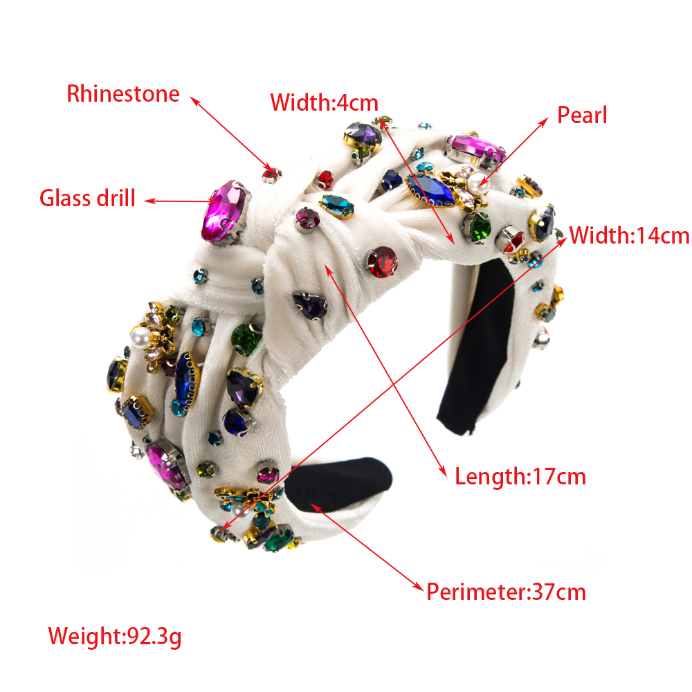 Retro Knoten Schmetterling Tuch Inlay Strasssteine Perle Haarband display picture 1