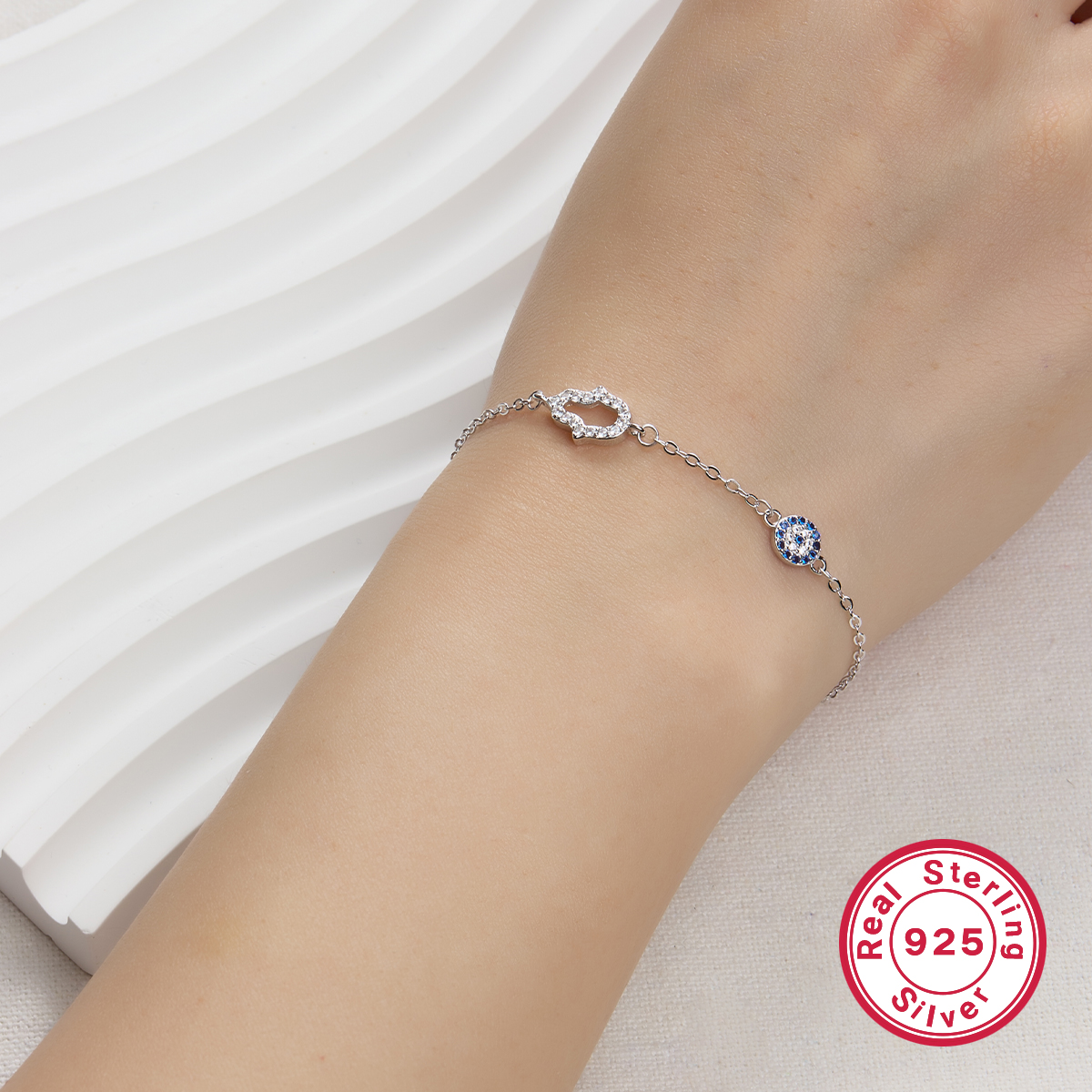 Style Simple Style Classique L'oeil Du Diable Argent Sterling Placage Incruster Zircon Plaqué Or 18k Or Blanc Plaqué Bracelets display picture 26